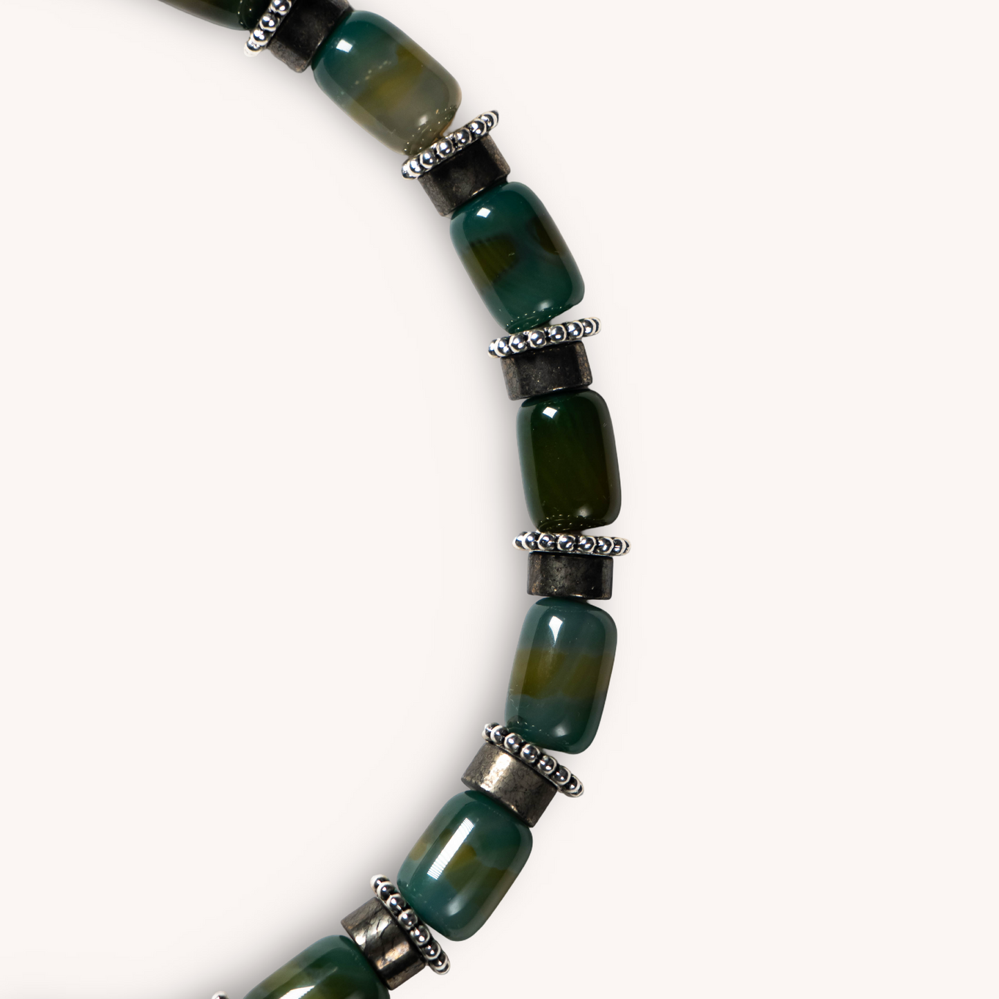 Forest deep green agate beads necklace