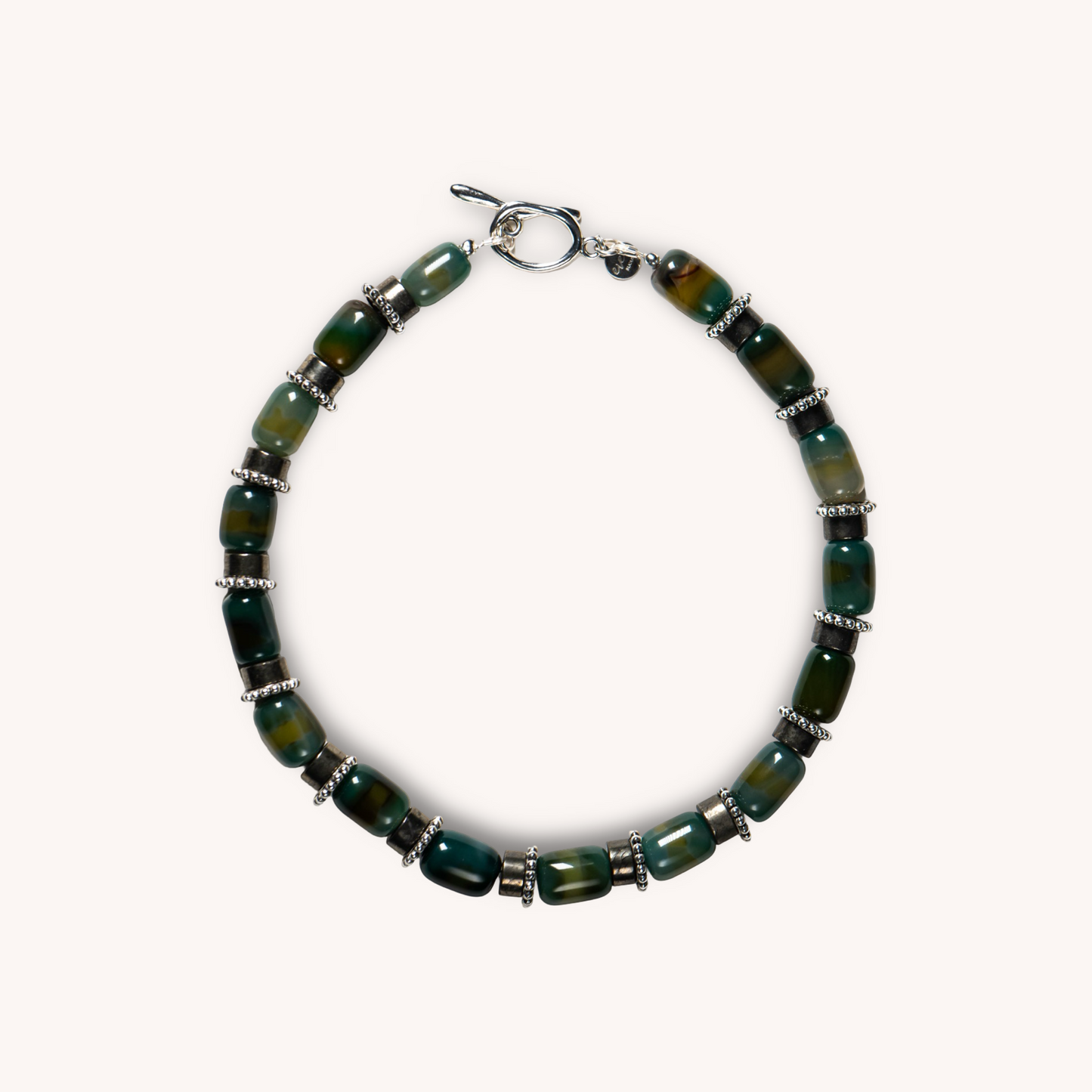 Forest deep green agate beads necklace