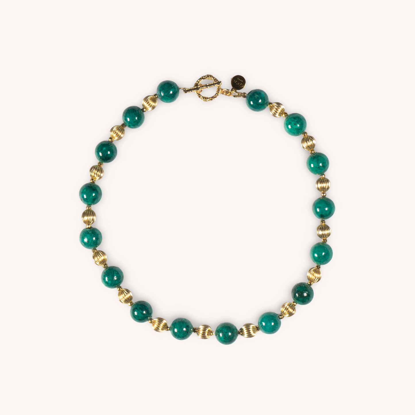EMERA green malachite stones and gold filled necklace