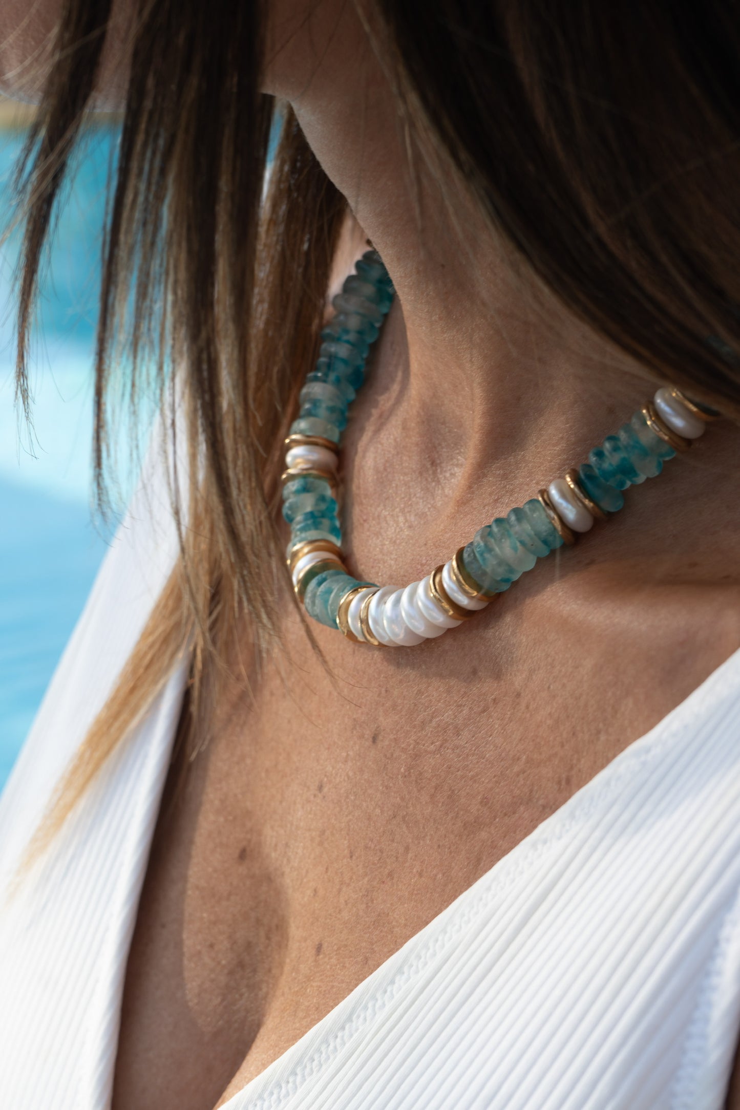 ELENA blue glass beads necklace