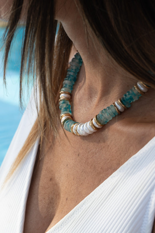 ELENA blue glass beads necklace
