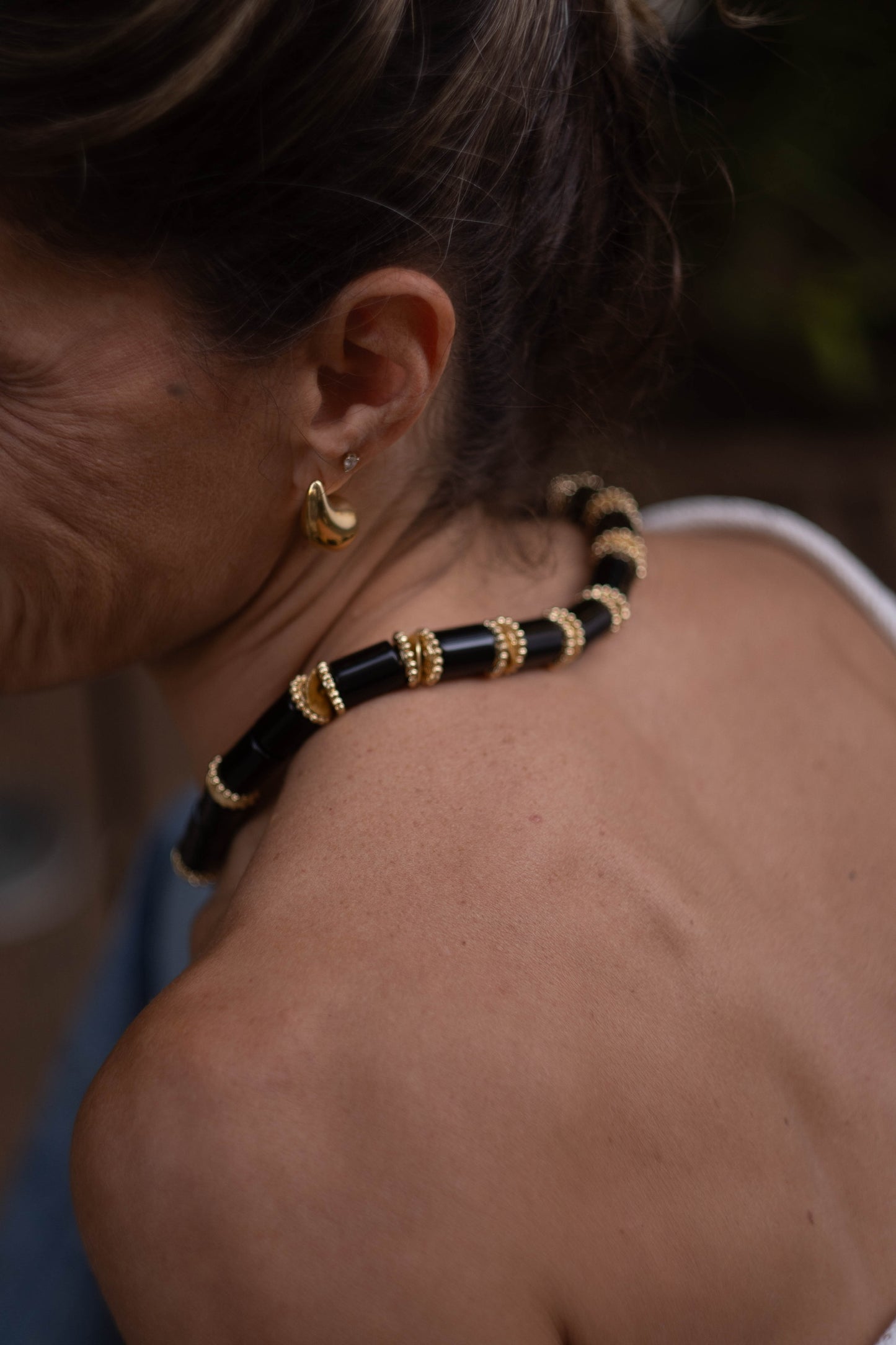 SARAH onyx stones and gold-plated necklace