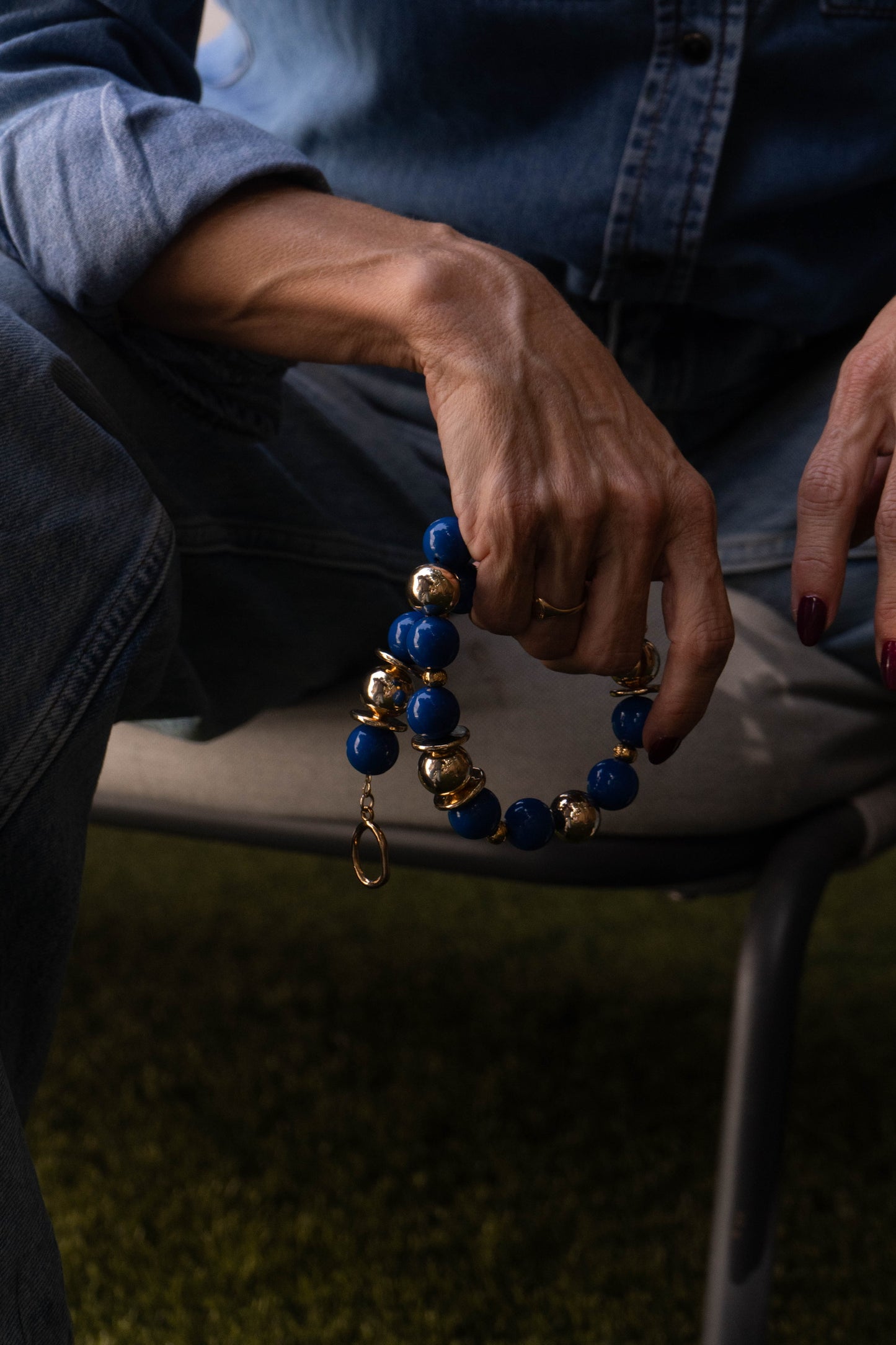 CELESTE blue and gold-plated necklace
