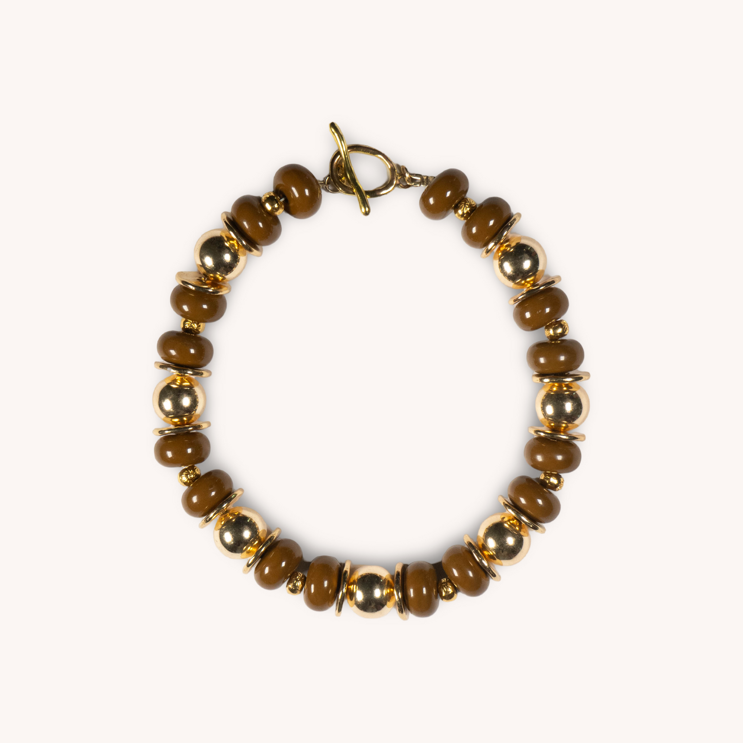 ARIELLE beige and gold plated necklace