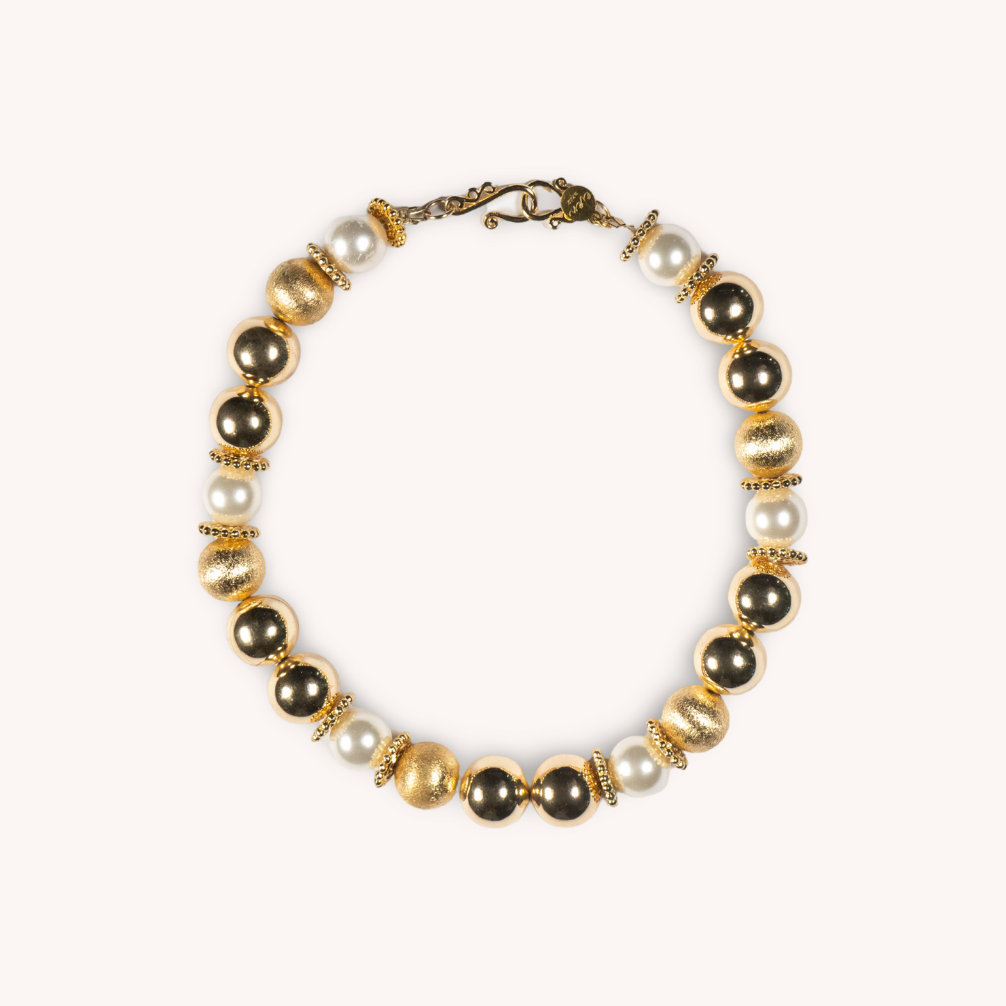 ELECTRA gold-plated and white big beads choker