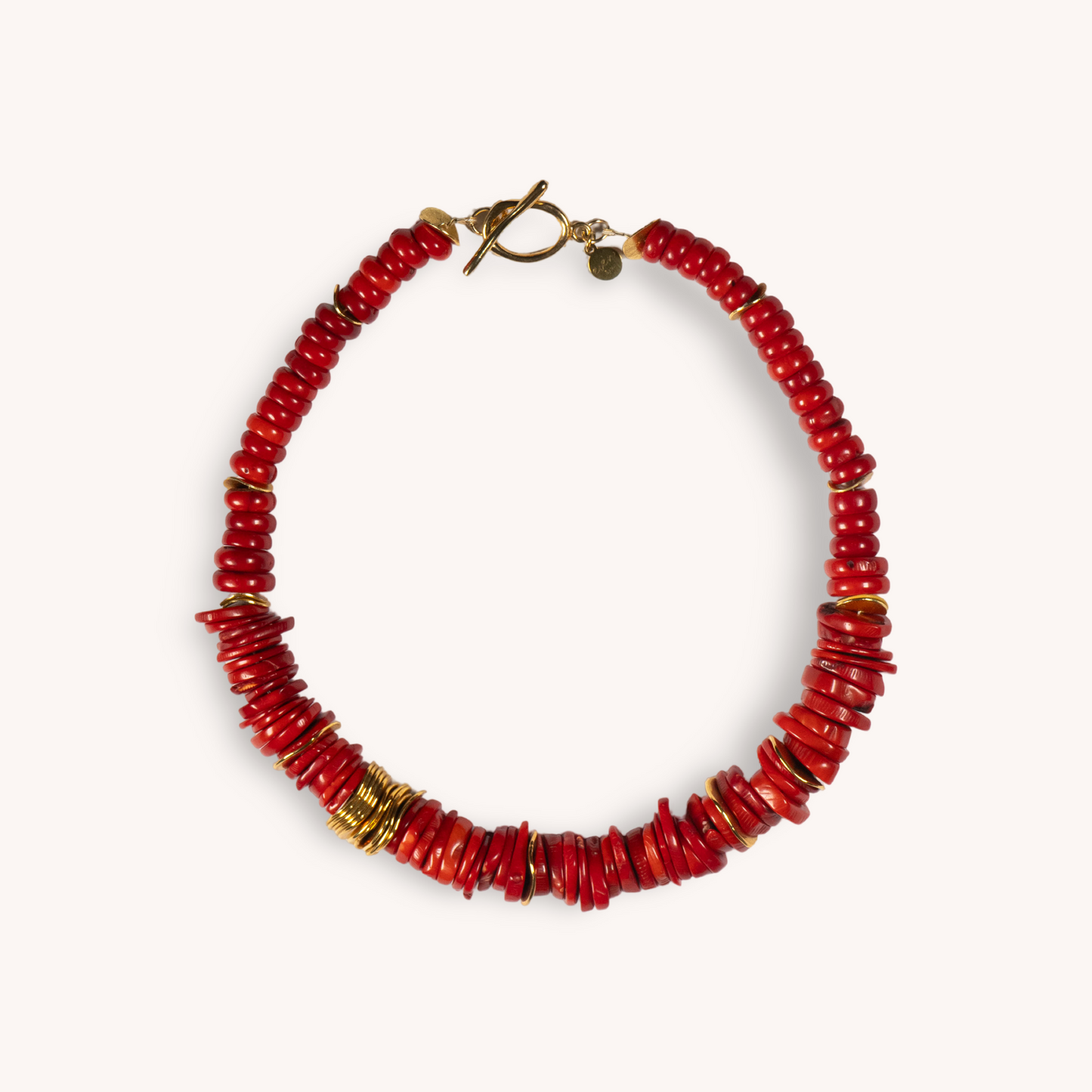 CARMEN coral stones and gold plated necklace