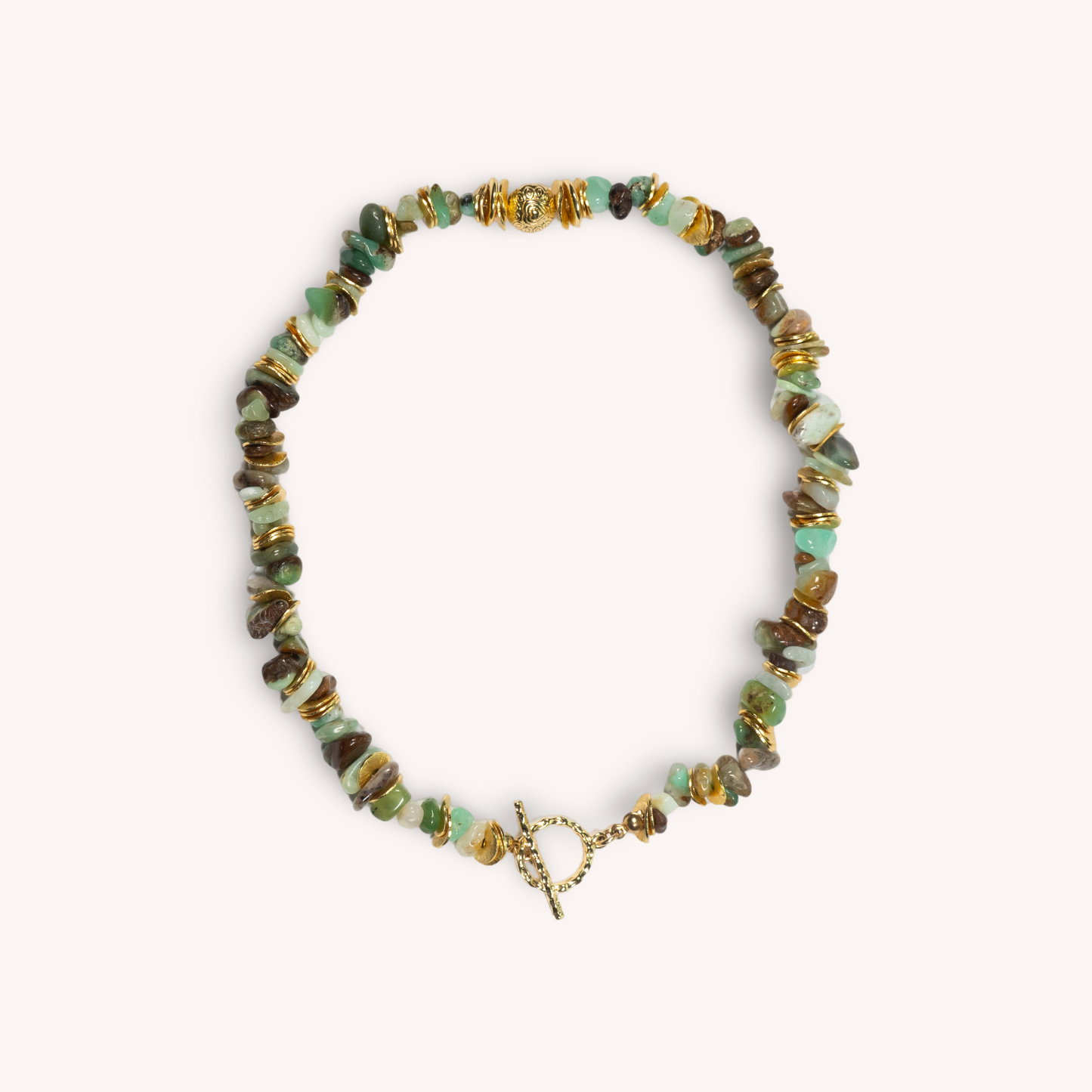 DANIT green jade chip stones and gold-plated necklace