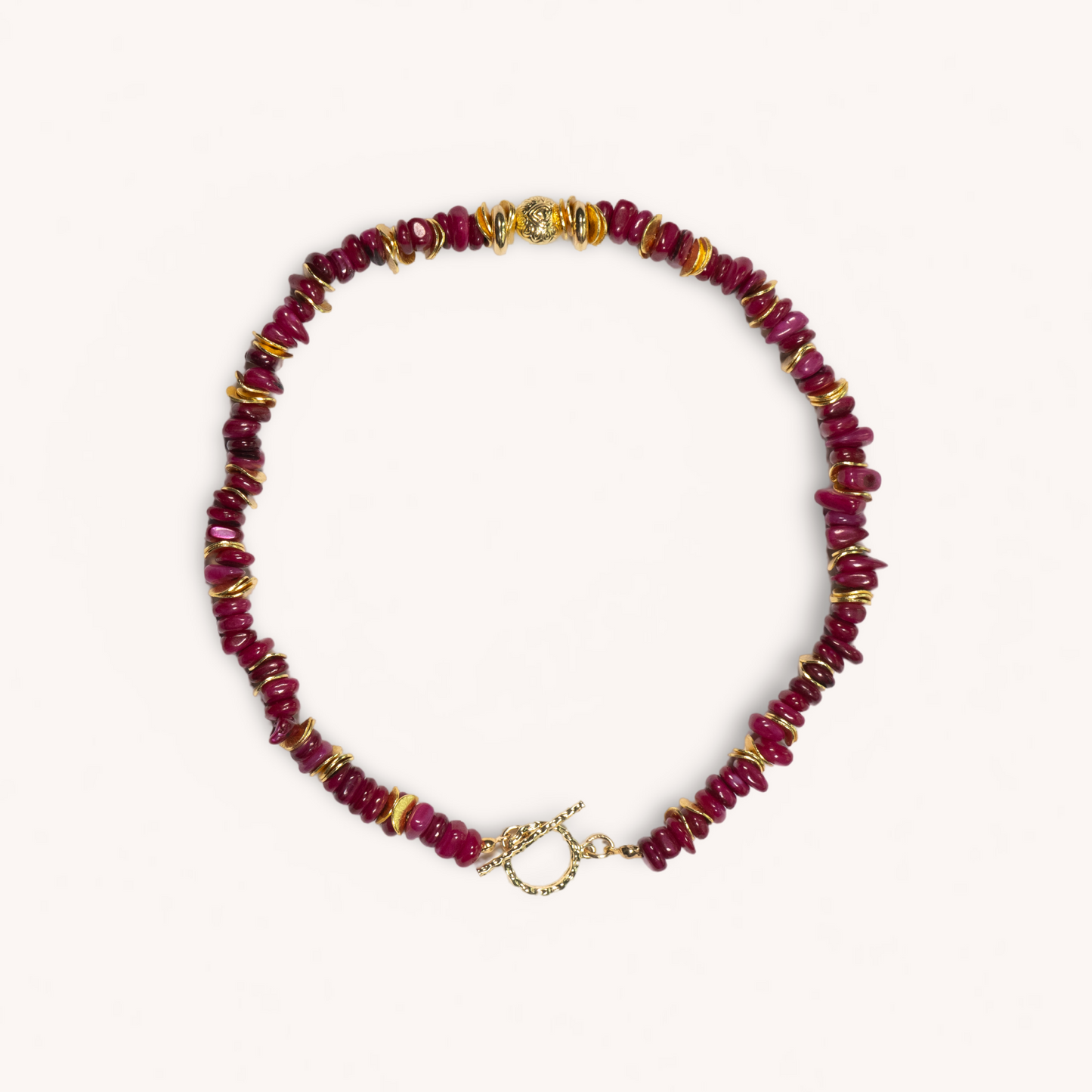 ELLIE fuchsia chip stones and gold-plated necklace