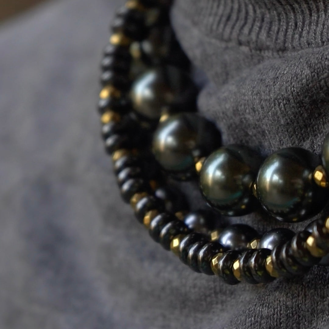 ANASTASIA grey pearls necklace