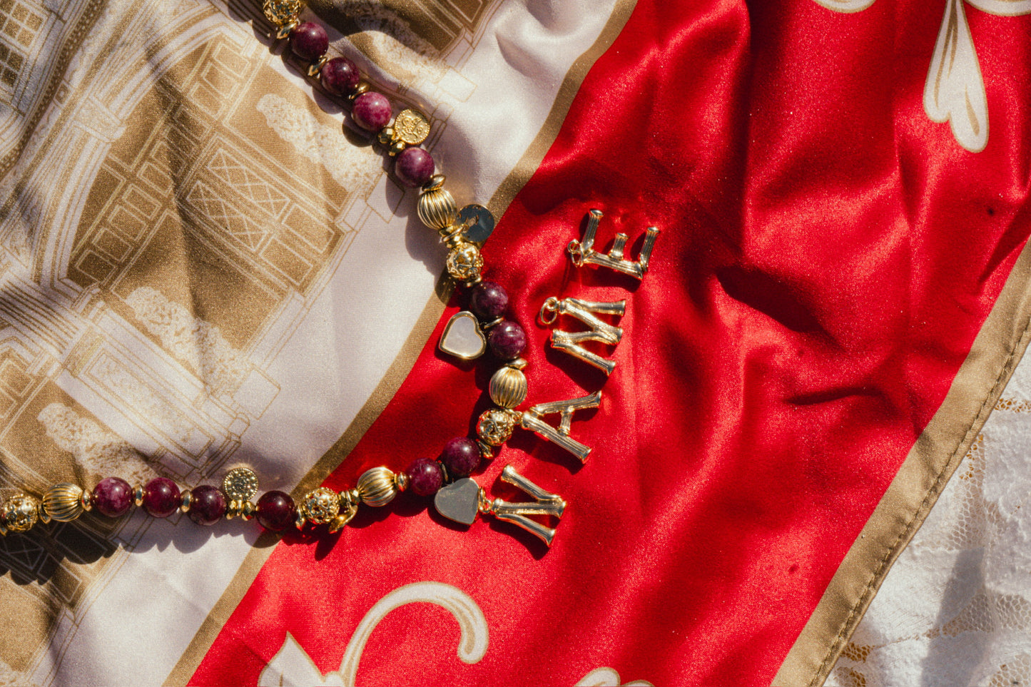DEEP PLUM MONOGRAM charms necklace