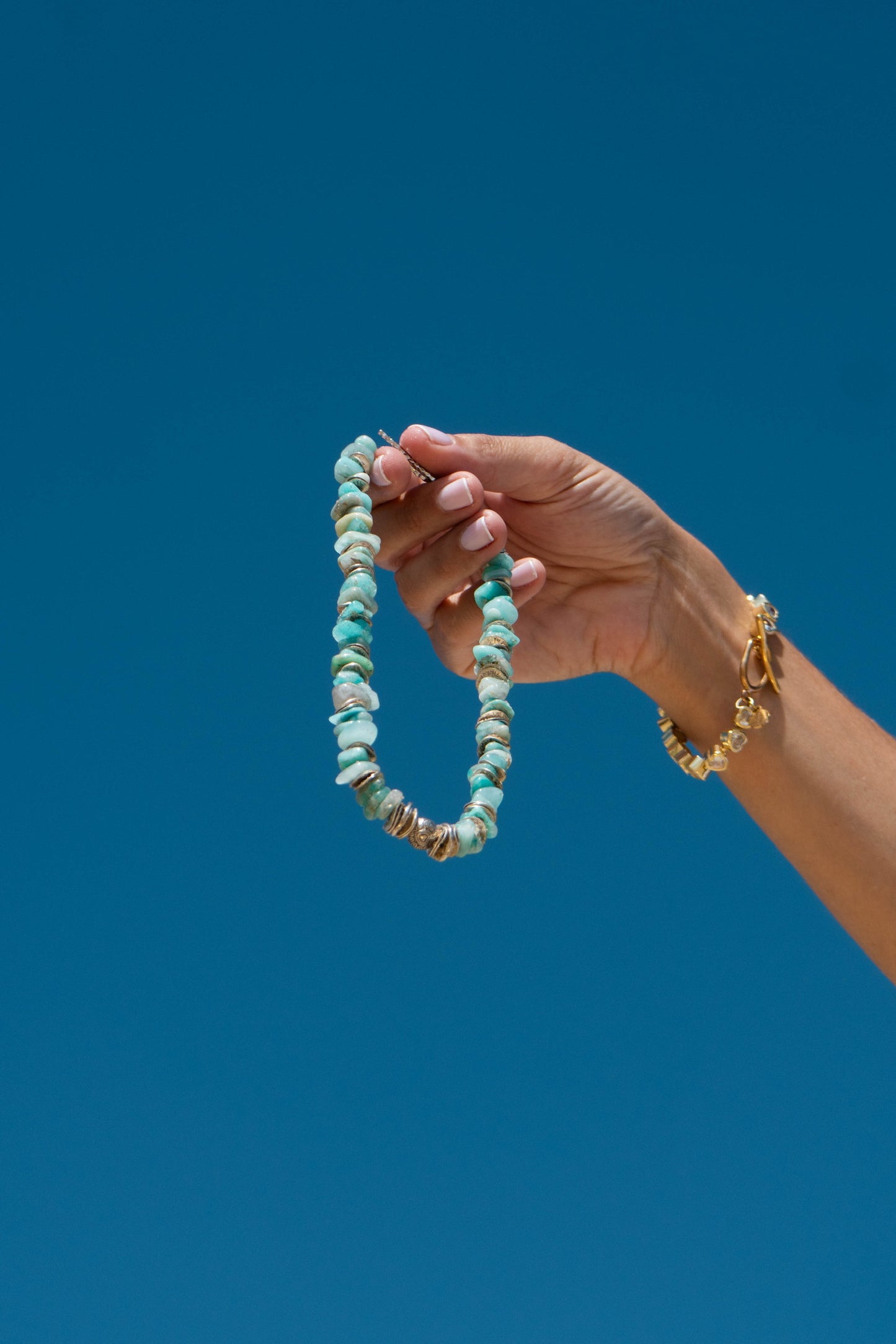 SOFIA amazonite chip stones and silver-plated necklace