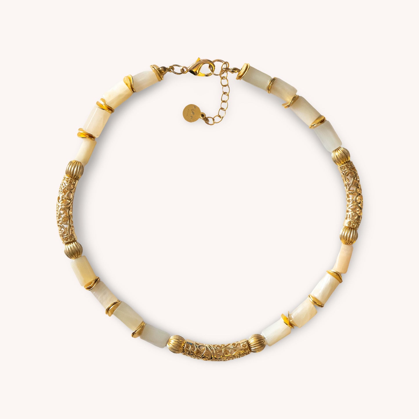 WHITE OLYMPE quartz stones and gold-filled necklace