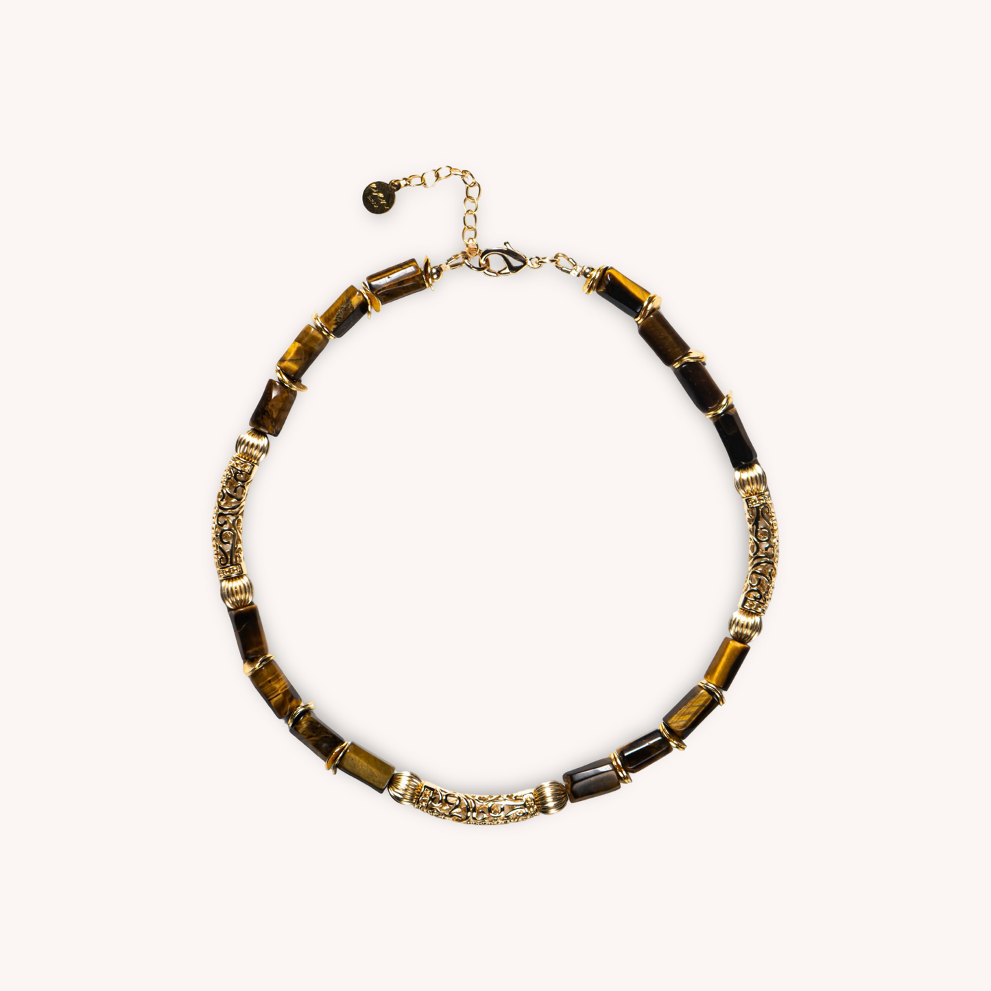 BROWN OLYMPE TIGER EYE AND GOLD-FILLED NECKLACE