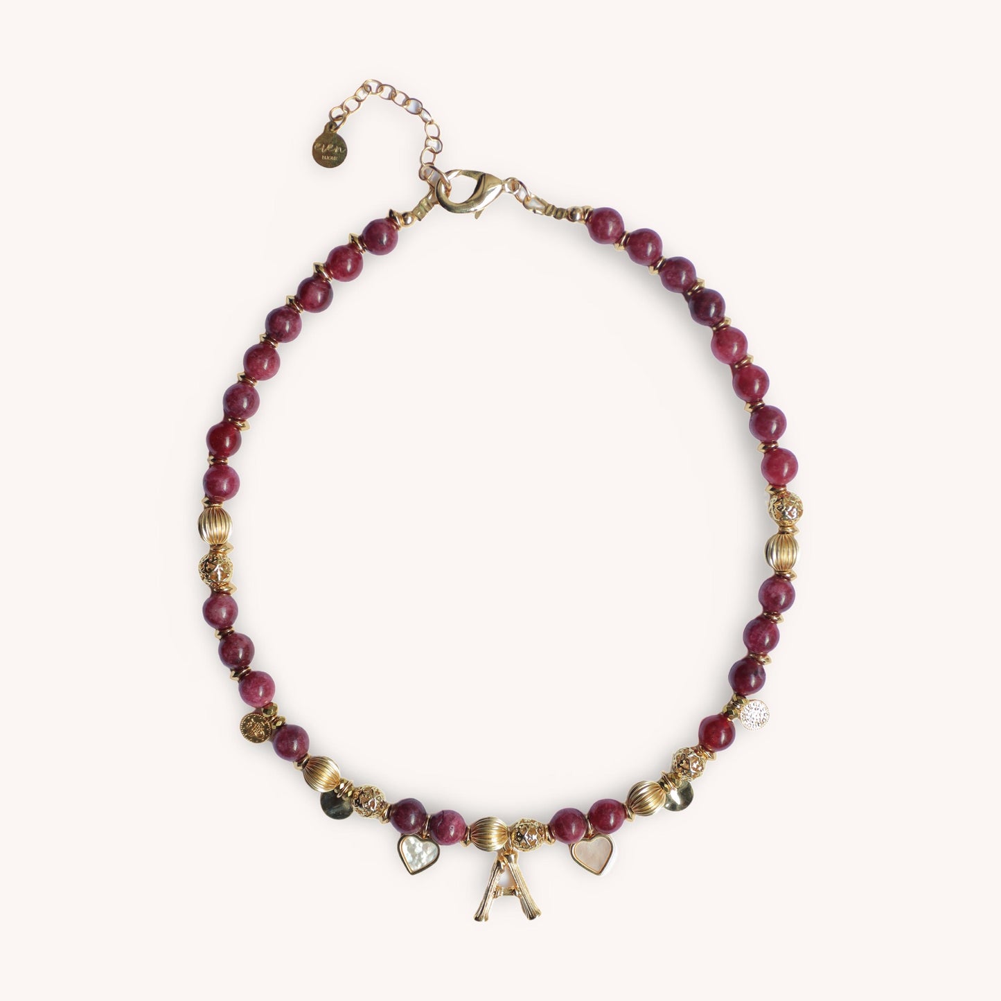 DEEP PLUM MONOGRAM charms necklace