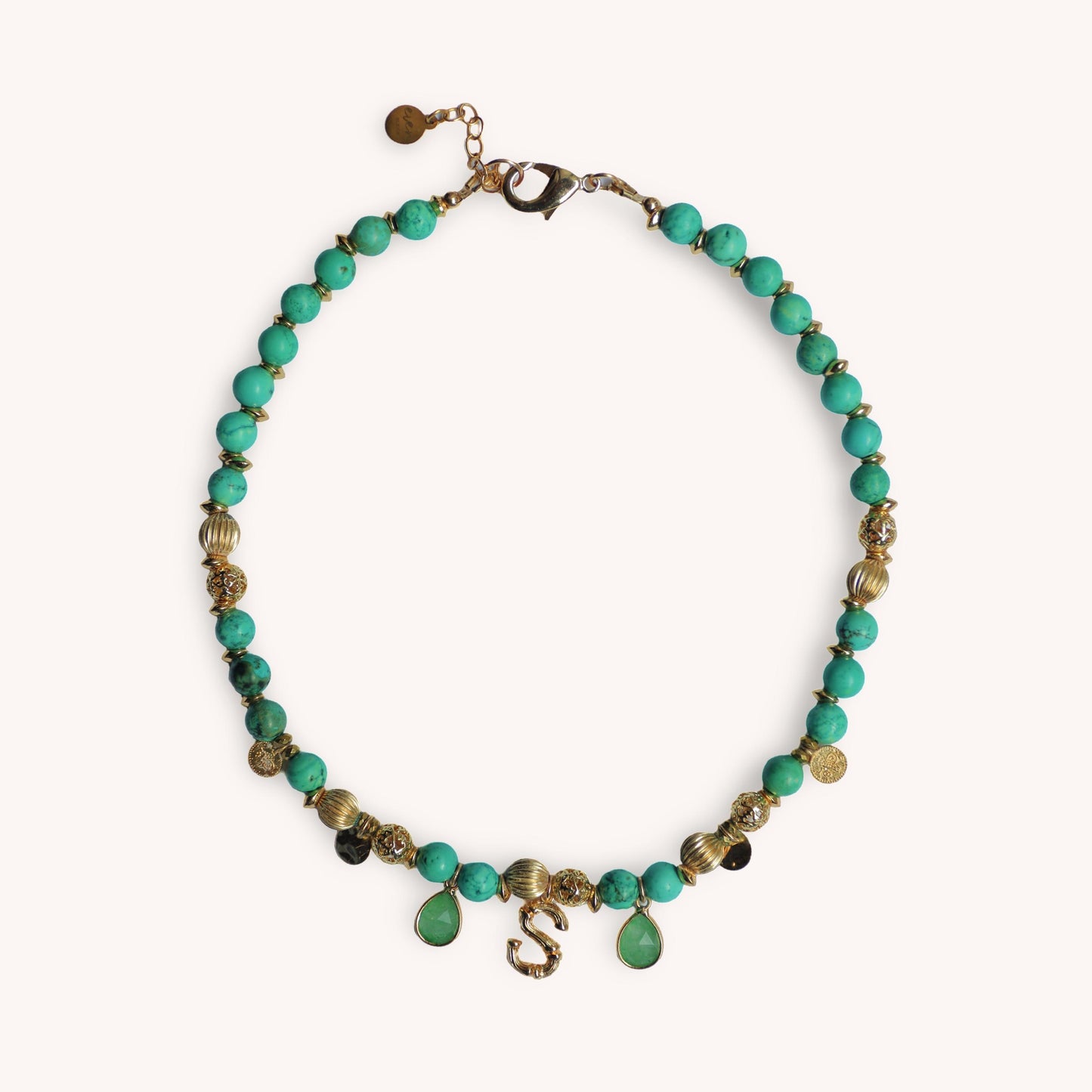 OCEAN TURQUOISE MONOGRAM charms necklace
