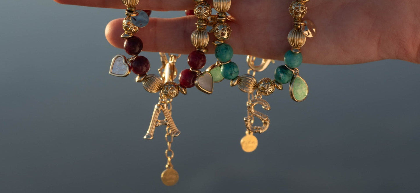 OCEAN TURQUOISE MONOGRAM charms necklace