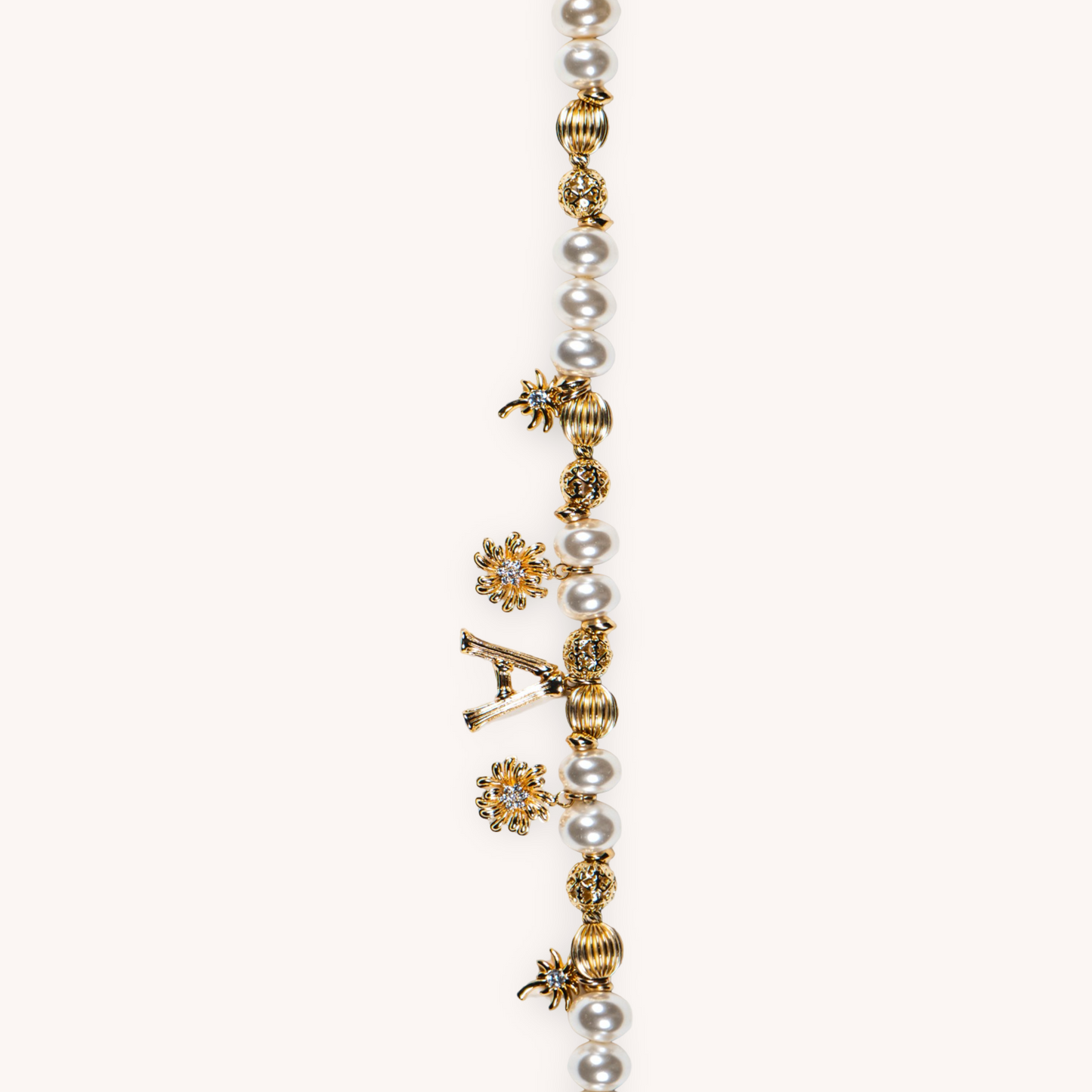 WHITE PEARL MONOGRAM CHARM NECKLACE