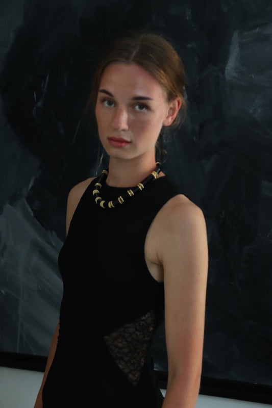SARAH onyx stones and gold-plated necklace