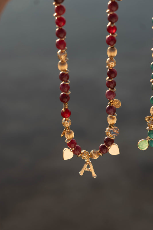 DEEP PLUM MONOGRAM charms necklace