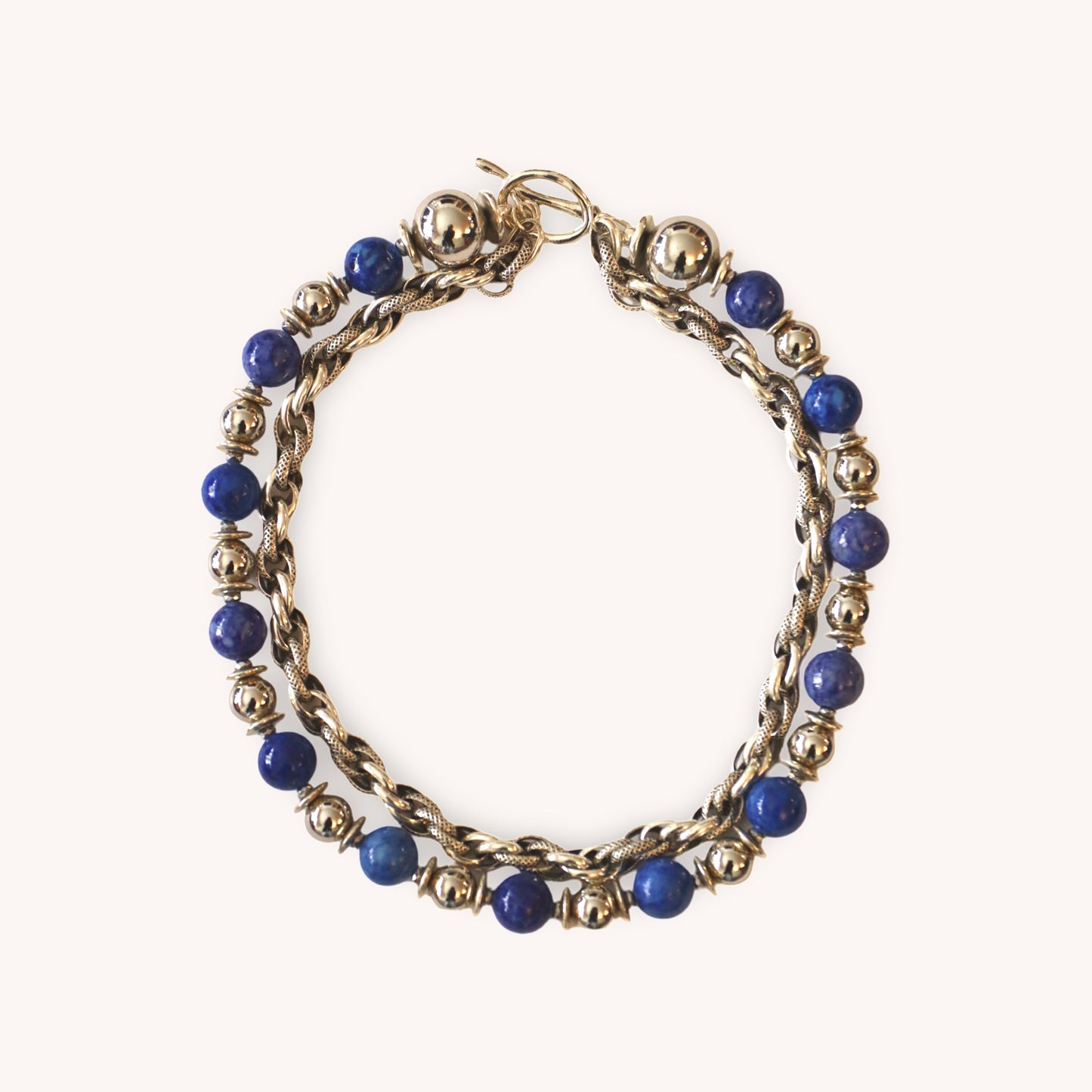 ASTER blue azurite stones and gold plated double row necklace