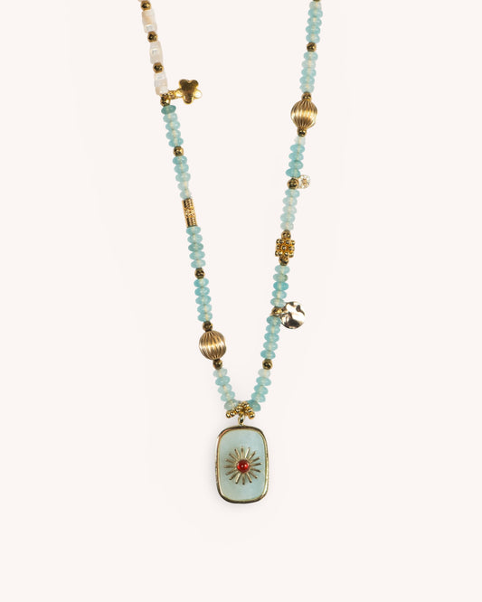 BABY BLUE  PENDANT NECKLACE