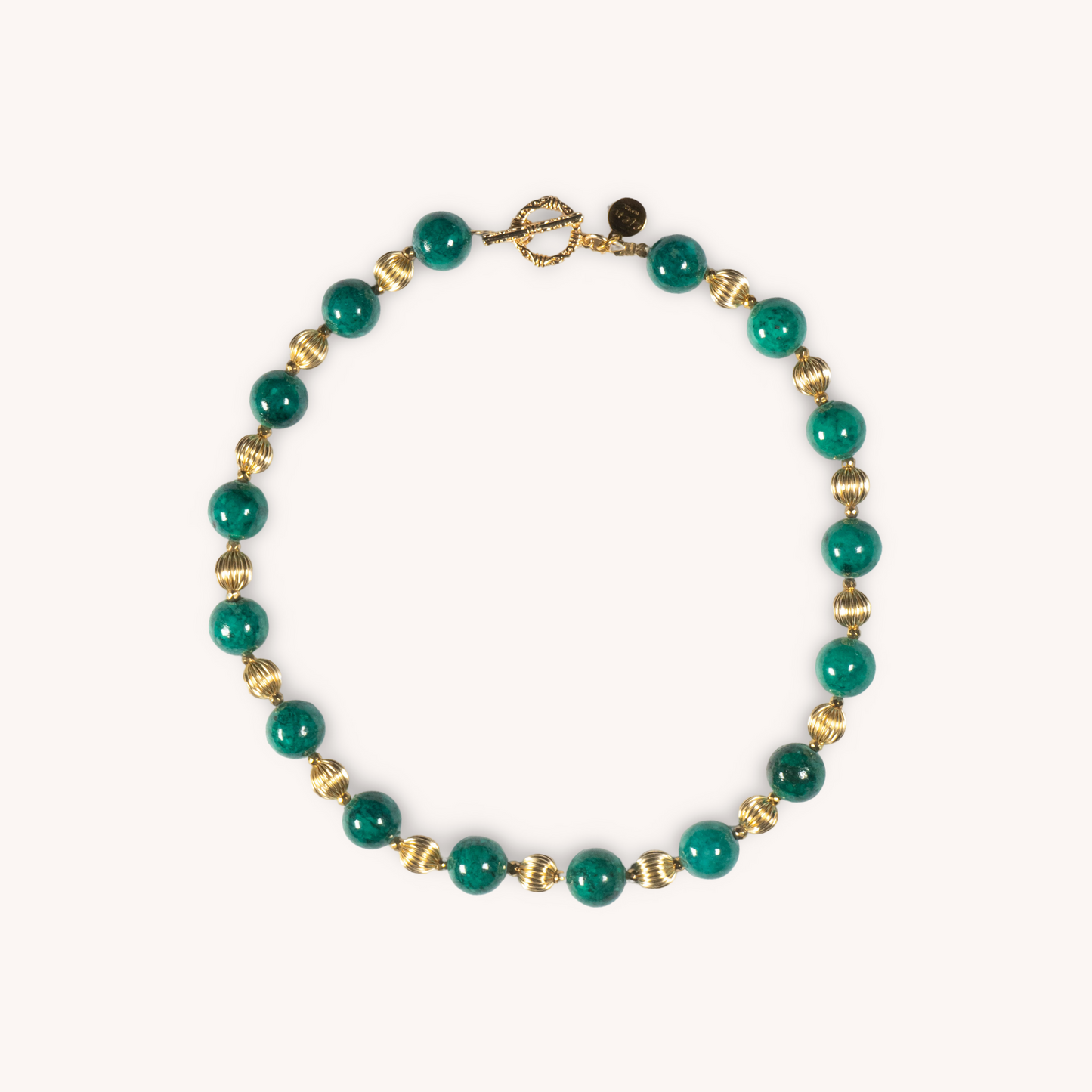 EMERA green malachite stones and gold plated necklace