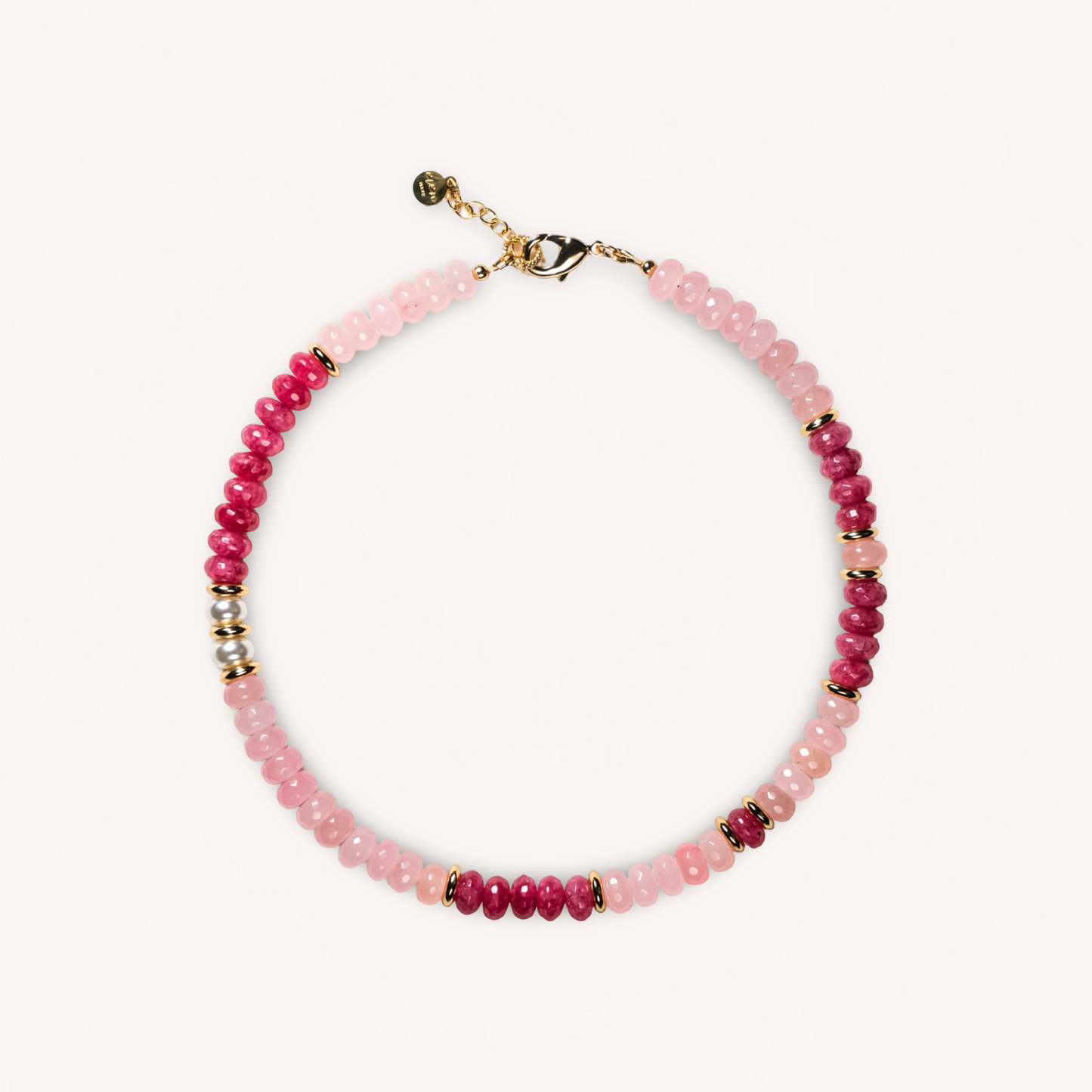 PINK SUMMER JADE BEADS NECKLACE