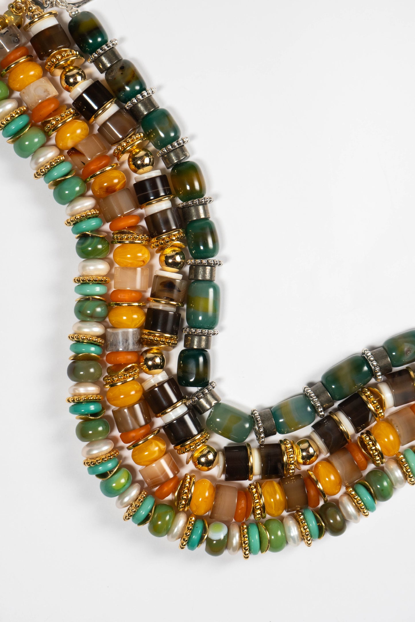 CLEA LIGHT BROWN AGATE  AND ORANGE  BEADS CHOKER