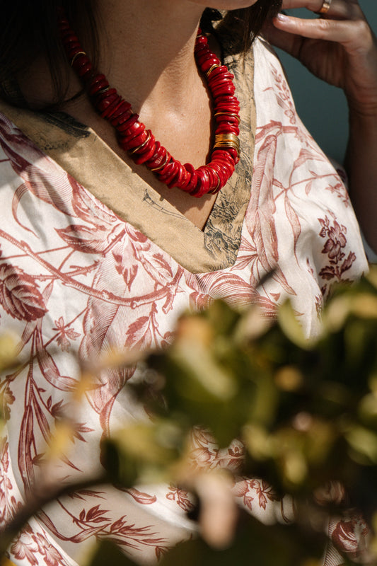 CARMEN coral stones and gold plated necklace