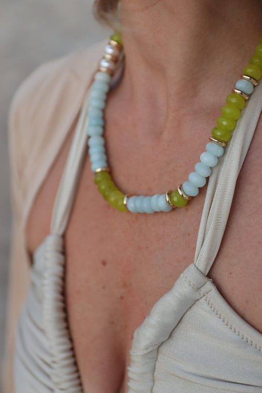 BLUE SUMMER JADE BEADS NECKLACE
